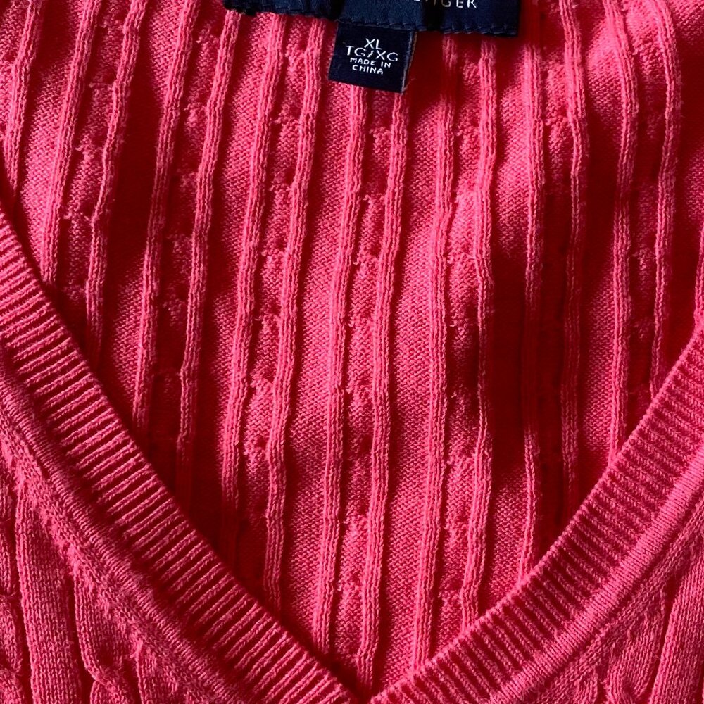 Women's Tommy Hilfiger XL cotton stretch cable sweater - Pink